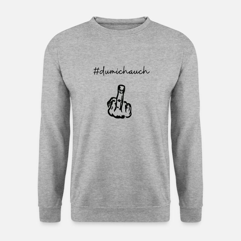 # du mich auch - Stinkefinger - Mittelfinger - Unisex Pullover - Weißgrau meliert