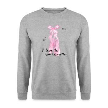 I love to spin Pirouettes für Ballerinas - Unisex Pullover - Weißgrau meliert - Vorne - Alina (178cm) & Michal (187cm)