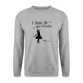 I love to spin pirouettes Ballerina tanzt Ballett - Unisex Pullover - Weißgrau meliert - Vorne - Alina (178cm) & Michal (187cm)