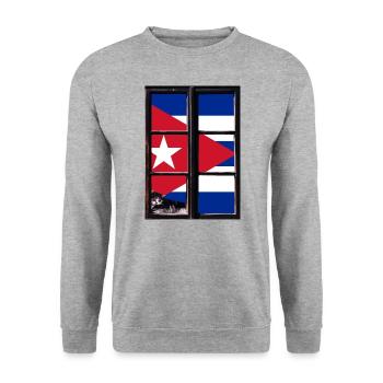 Cuba Drapeau Caraïbes Vacances Cuba Voyage La Havane - Sweat-shirt Unisexe - gris chiné - Devant - Alina (178cm) & Michal (187cm)