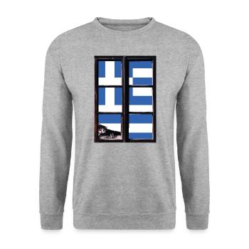Drapeau de la Grèce Hellas Athènes Drapeau grec - Sweat-shirt Unisexe - gris chiné - Devant - Alina (178cm) & Michal (187cm)