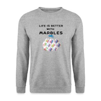 LIFE IS BETTER WITH MARBLES - Unisex Sweatshirt - salt & pepper - Front - Alina (178cm) & Michal (187cm)