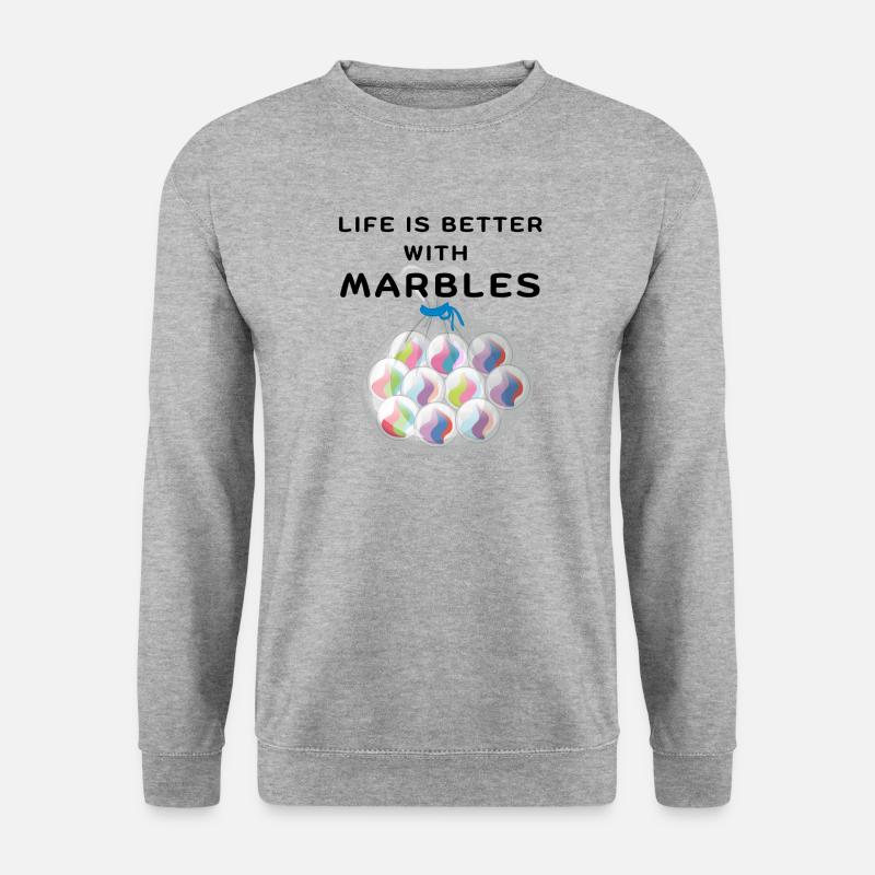 LIFE IS BETTER WITH MARBLES Gerne Murmel spielen - Unisex Pullover - Weißgrau meliert