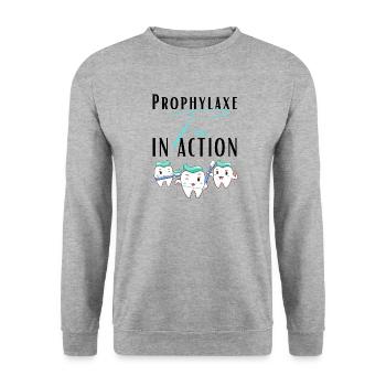 Propyhlaxe Fairy Prophylaxis Assistant ZMF - Unisex Sweatshirt - salt & pepper - Front - Alina (178cm) & Michal (187cm)