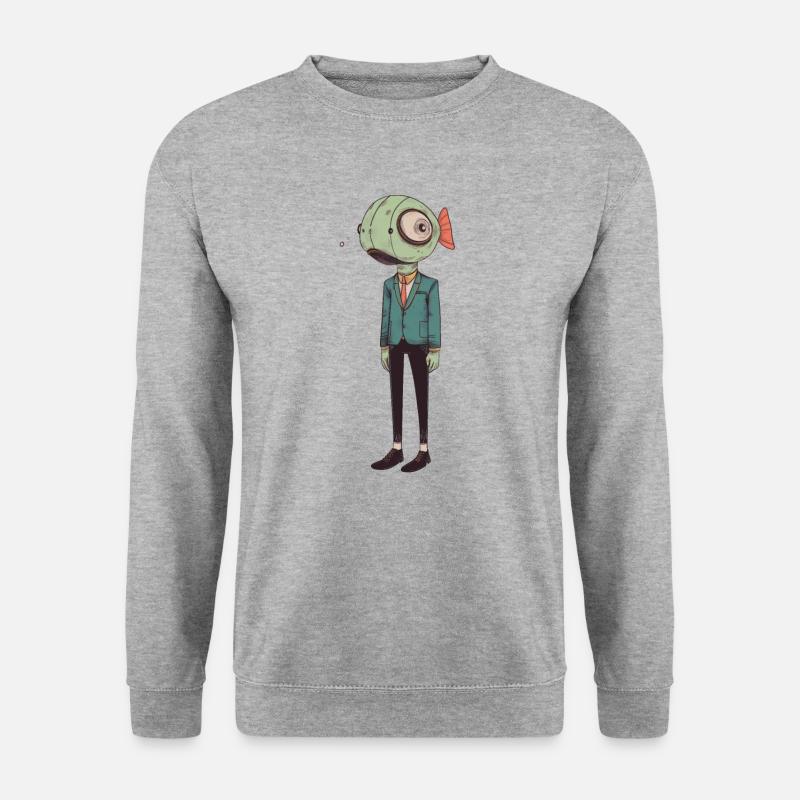 Fisch Butler - Unisex Pullover - Weißgrau meliert