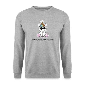 Poonicorn - very mindful, very manure - Unisex Pullover - Weißgrau meliert - Vorne - Alina (178cm) & Michal (187cm)