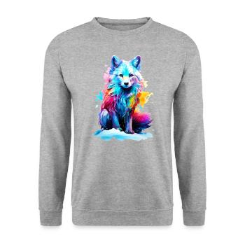 Renard arctique peint - Sweat-shirt Unisexe - gris chiné - Devant - Alina (178cm) & Michal (187cm)