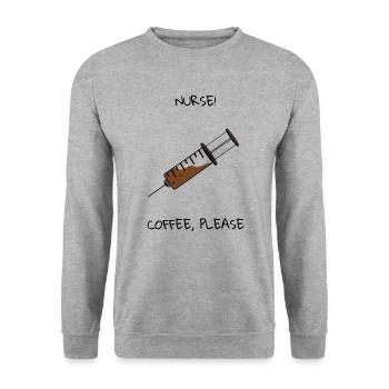 Nurse! Coffee, please - Unisex Pullover - Weißgrau meliert - Vorne - Alina (178cm) & Michal (187cm)