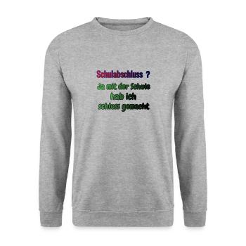 Schulabschluss ? - Unisex Pullover - Weißgrau meliert - Vorne - Alina (178cm) & Michal (187cm)