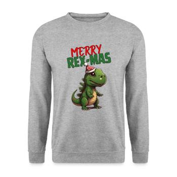 Joyeux Rex-Mas - Sweat-shirt Unisexe - gris chiné - Devant - Alina (178cm) & Michal (187cm)
