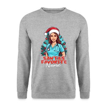 Frohe Weihnachten Krankenschwester - Unisex Pullover - Weißgrau meliert - Vorne - Alina (178cm) & Michal (187cm)