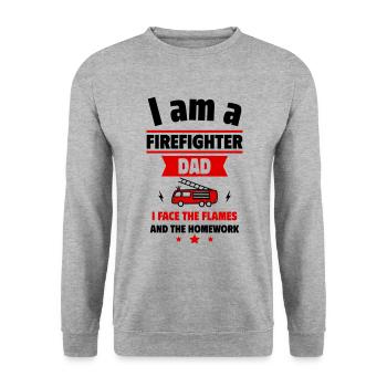 Papa pompier Cadeau de fête des pères - Sweat-shirt Unisexe - gris chiné - Devant - Alina (178cm) & Michal (187cm)