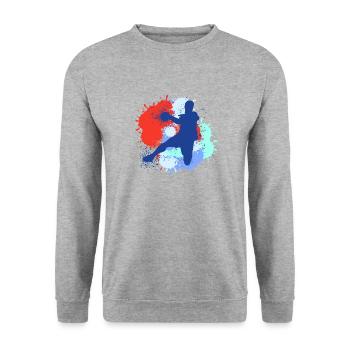 Handball, Handball, Graffiti, Painting, Colorful - Unisex Sweatshirt - salt & pepper - Front - Alina (178cm) & Michal (187cm)