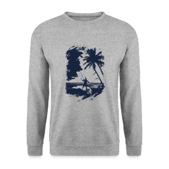 Kiteboarder in blue print - Unisex Sweatshirt - salt & pepper - Front - Alina (178cm) & Michal (187cm)