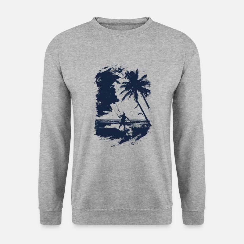 Kiteboarder in blauem Print - Unisex Pullover - Weißgrau meliert