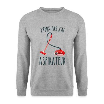 J peux pas j ai aspirateur - Sweat-shirt Unisexe - gris chiné - Devant - Alina (178cm) & Michal (187cm)