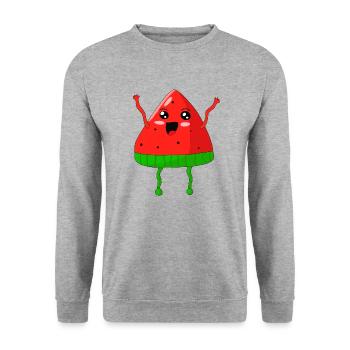 Pastèque drôle - Sweat-shirt Unisexe - gris chiné - Devant - Alina (178cm) & Michal (187cm)