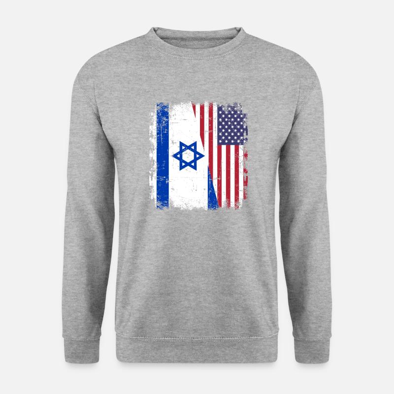 Israel USA - Unisex Pullover - Weißgrau meliert