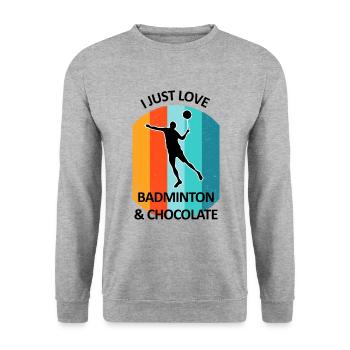 Badminton Badminton Badminton Player Chocolat - Sweat-shirt Unisexe - gris chiné - Devant - Alina (178cm) & Michal (187cm)