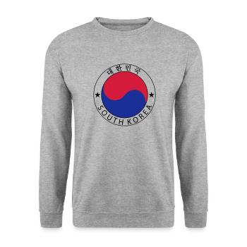 South Korea Design - Sweat-shirt Unisexe - gris chiné - Devant - Alina (178cm) & Michal (187cm)