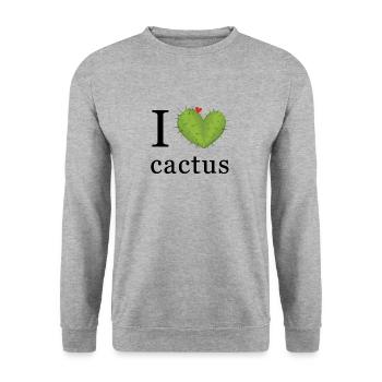 I love cactus - Kaktus Liebe - Unisex Sweatshirt - salt & pepper - Front - Alina (178cm) & Michal (187cm)