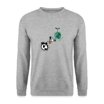 Le changement climatique agit maintenant - Sweat-shirt Unisexe - gris chiné - Devant - Alina (178cm) & Michal (187cm)