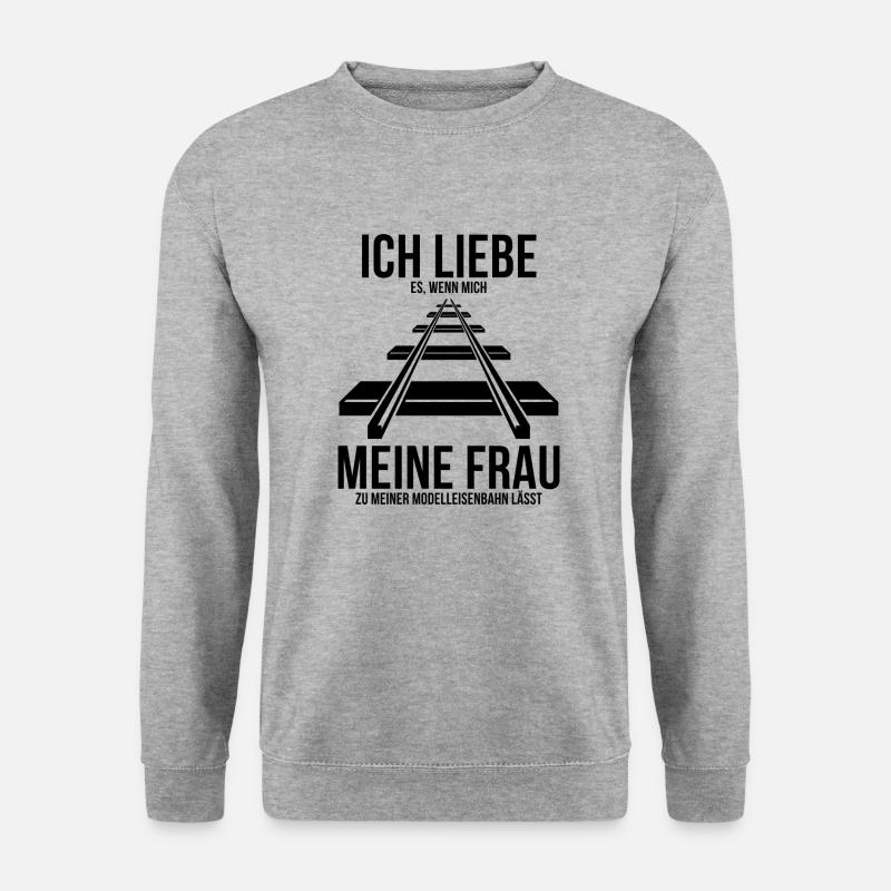 Spielen mit modeleisenbahn - Unisex Pullover - Weißgrau meliert