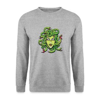 Medusa - Yobeeno.com - Unisex Sweatshirt - salt & pepper - Front - Alina (178cm) & Michal (187cm)
