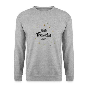 Beste Freundin ever - Unisex Pullover - Weißgrau meliert - Vorne - Alina (178cm) & Michal (187cm)