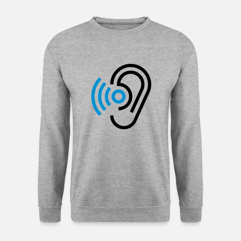 Ohr und Hörgerät - Unisex Pullover - Weißgrau meliert