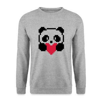 panda-coeur - Sweat-shirt Unisexe - gris chiné - Devant - Alina (178cm) & Michal (187cm)