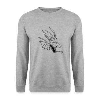 chinese dragon tribal - Sweat-shirt Unisexe - gris chiné - Devant - Alina (178cm) & Michal (187cm)