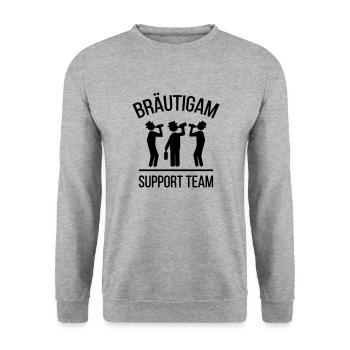 Bräutigam Support Team - Unisex Pullover - Weißgrau meliert - Vorne - Alina (178cm) & Michal (187cm)