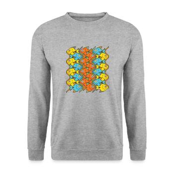 Something is Nicely Fishy Here! - Unisex Sweatshirt - salt & pepper - Front - Alina (178cm) & Michal (187cm)