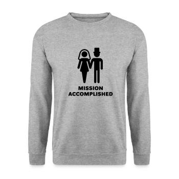 Mission Accomplished (Bridal Pair, Wedding / - Unisex Pullover - Weißgrau meliert - Vorne - Alina (178cm) & Michal (187cm)