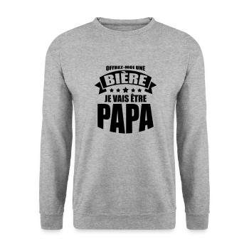 offrez-moi une bière je vais être papa - Sweat-shirt Unisexe - gris chiné - Devant - Alina (178cm) & Michal (187cm)