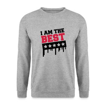 i_am_the_best_a2 - Unisex Sweatshirt - salt & pepper - Front - Alina (178cm) & Michal (187cm)