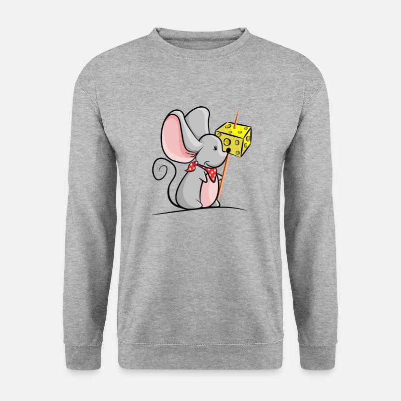 Maus mit Käse - Unisex Pullover - Weißgrau meliert