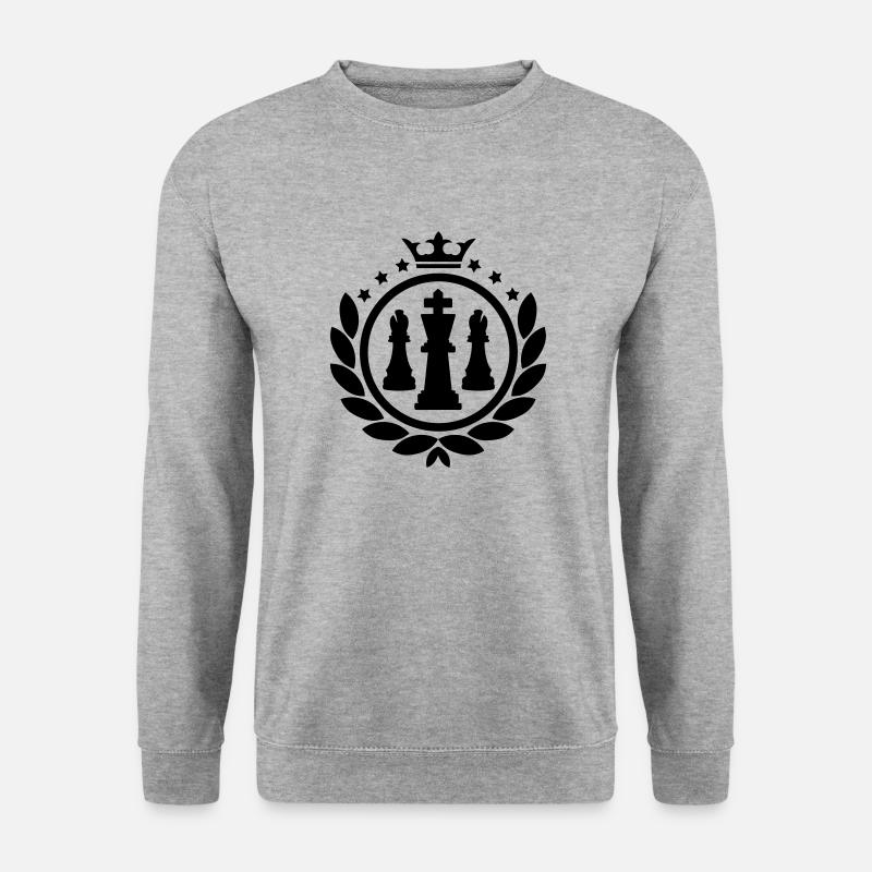 Lorbeerkranz (Schach) - Unisex Pullover - Weißgrau meliert