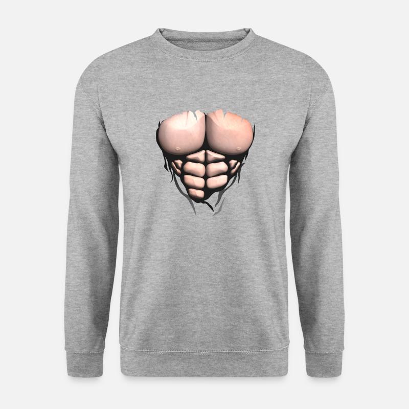 Rumpfmuskel Bodybuilder Körper Bauchmuskeln - Unisex Pullover - Weißgrau meliert