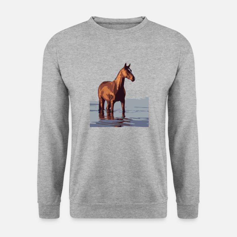 pferd im wasser - Unisex Pullover - Weißgrau meliert