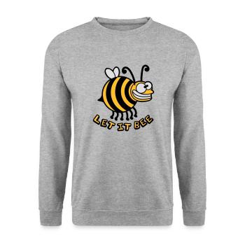 Dicke Verrückte Biene Let It Bee - Unisex Pullover - Weißgrau meliert - Vorne - Alina (178cm) & Michal (187cm)