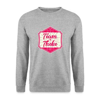 Team Theke - Teamshirt für den Sommer - Unisex Pullover - Weißgrau meliert - Vorne - Alina (178cm) & Michal (187cm)