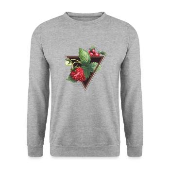 Aquarell Erdbeeren - Unisex Pullover - Weißgrau meliert - Vorne - Alina (178cm) & Michal (187cm)