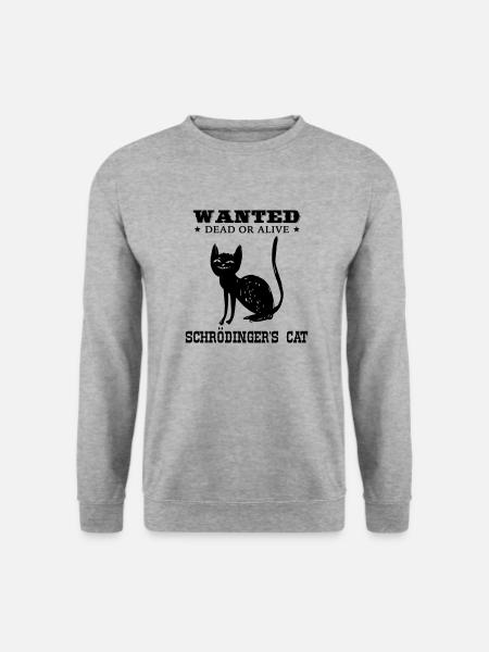 Awsome Geek Shirt: Schrödinger's Cat - Unisex Pullover - Weißgrau meliert