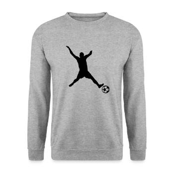 Fußball - Grätsche - Unisex Pullover - Weißgrau meliert - Vorne - Alina (178cm) & Michal (187cm)