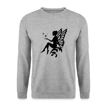 Fee in Deiner Wunschfarbe - Vektor - Unisex Pullover - Weißgrau meliert - Vorne - Alina (178cm) & Michal (187cm)