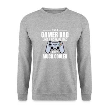 Gamer Dad - Gaming Vater - Unisex Pullover - Weißgrau meliert - Vorne - Alina (178cm) & Michal (187cm)