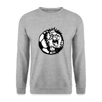 Fußball Löwe Logo Club - Unisex Pullover - Weißgrau meliert - Vorne - Alina (178cm) & Michal (187cm)