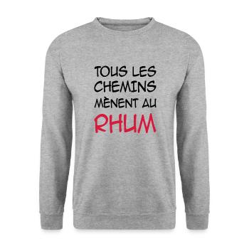 Tous les chemins mènent au rhum - Sweat-shirt Unisexe - gris chiné - Devant - Alina (178cm) & Michal (187cm)